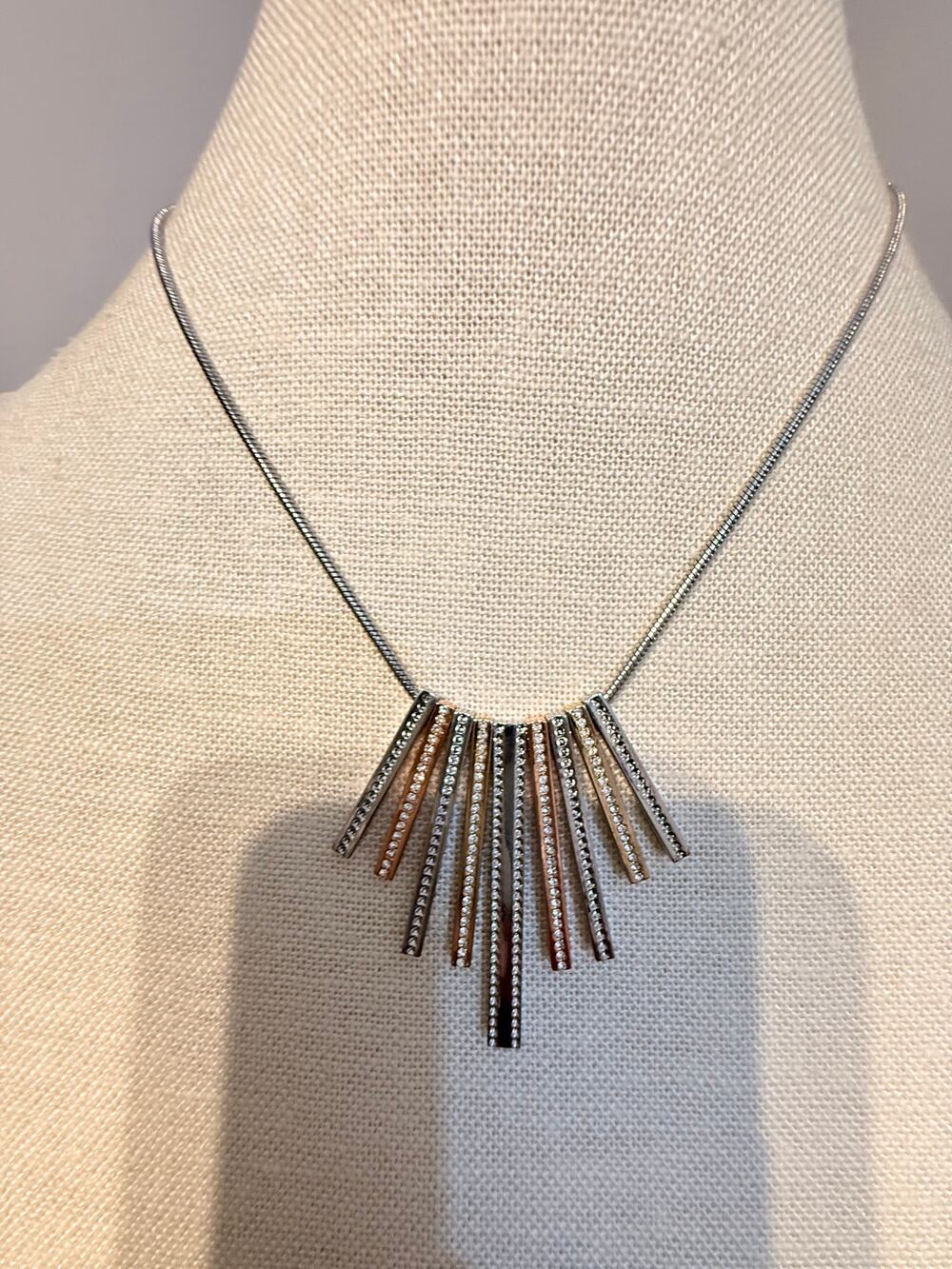 Vintage NOS The Limited Rhinestone Fan Necklace 16”